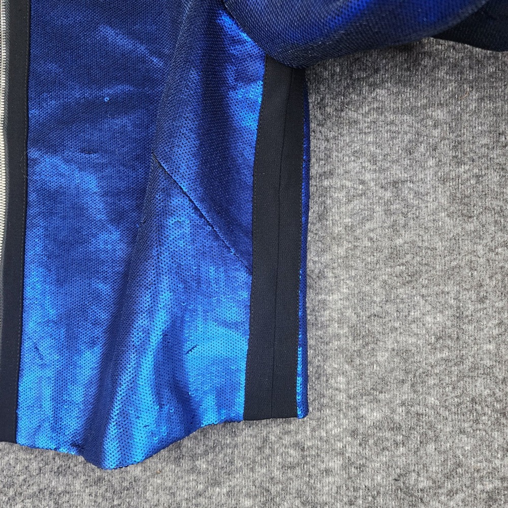 Diane von Furstenberg Sequin Jacket Womens Size 10 Blue Cropped Full Zip Blazer - Picture 7 of 8